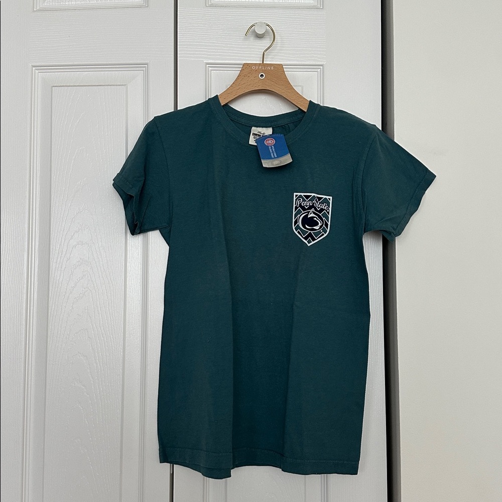 PENN STATE LADIES T-SHIRT TEAL SIZE MEDIUM NWT GRAPHIC ON FRONT SND BACK